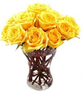 Just 15 Yellow Roses in Vase