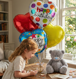 Soft Bear & Birthday Balloons