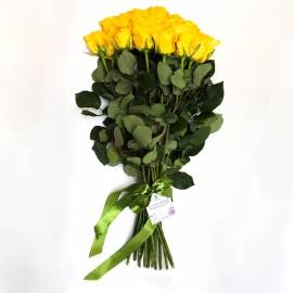 19 դեղին վարդով ծաղկեփունջ