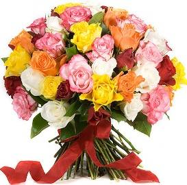 55 Colorful Roses Bouquet