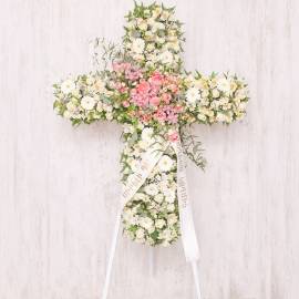 Cross White Wreath