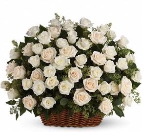 90 Սպիտակ վարդերով զամբյուղ